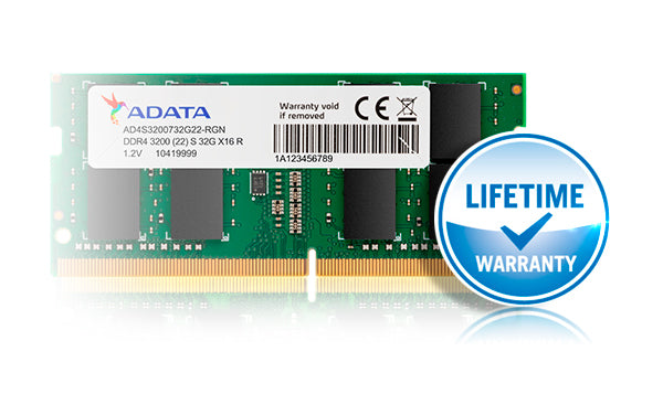 ADATA Premier 32GB Single DDR4 3200MHz CL22 PC4-25600 260-Pin SODIMM Memory