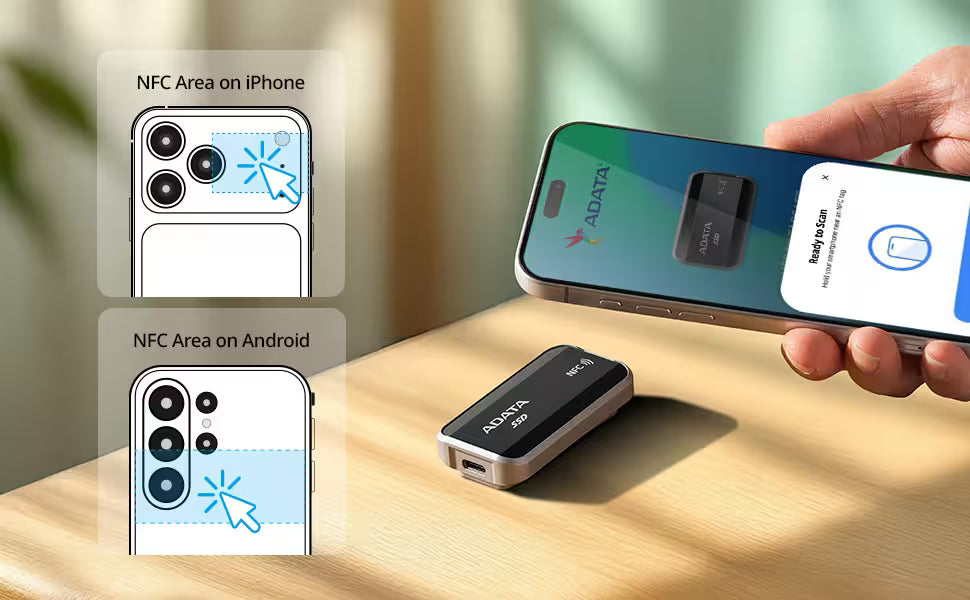 ADATA URBAN TAPSAFE External SSD, Tap Safe, Transfer Fast.
